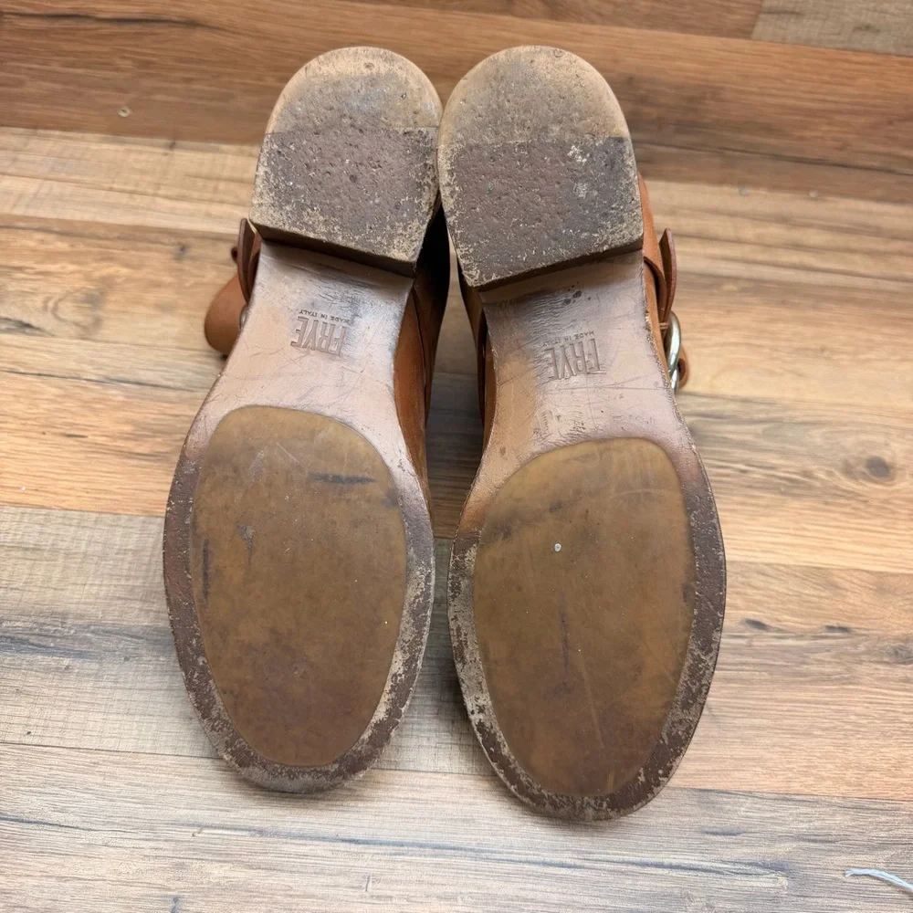Frye Boots Ricki Ring Beige Fashion Women’s Size 7M  Brown Leather Ankle Boots - Picture 6 of 9